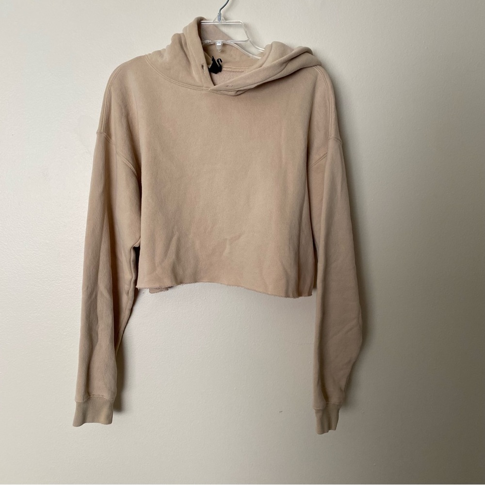 Urban outfitters M tan camel crop hoodie out from under
